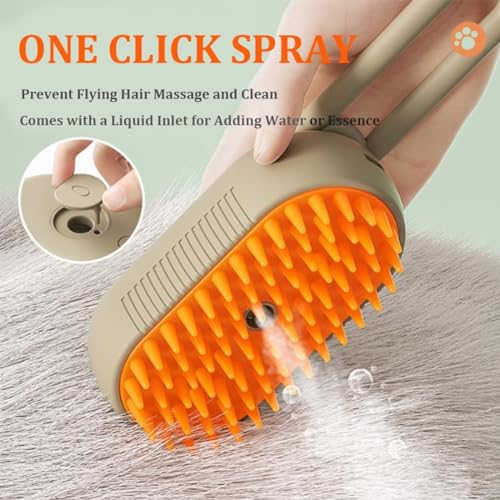 Image of Cat Steam Brush - Spray Design, 3 in 1 Cat Steamy Brush with Steamer, Pet Spray Hair Comb, Steam Brush for Dogs - Suitable for All Pets -Pet Spray Hair Comb (coffee)