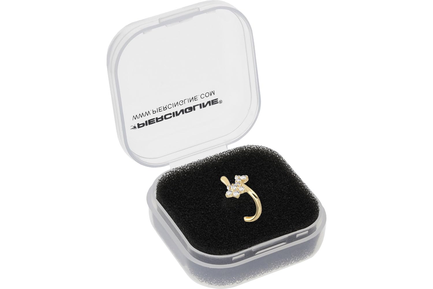 PIERCINGLINE 14/18 Karat Gold Nasenstecker KRISTALLBLUME | Nasenpiercing Piercing Nase