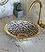 MIRATILE Handmade Moroccan Ceramic Sink, Hand painted Vessel Sink with Brass Rim Edge, Ceramic Countertop Bathroom Vanity Vessel Sink, Farmhouse Vanity Sink Bowl (8