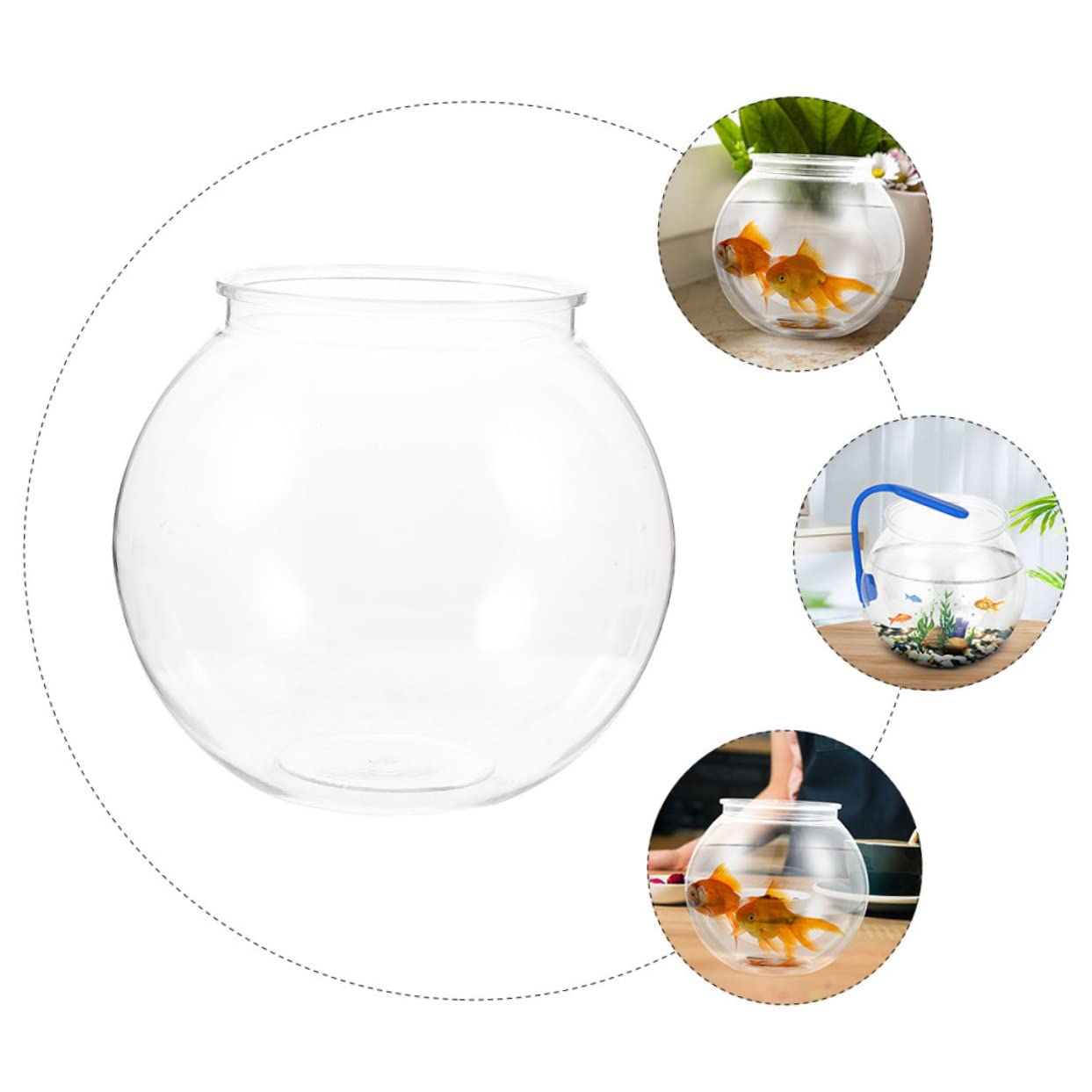 Housoutil Acuario Pequeño Transparente De Pecera Redonda Decorativa para Hogar y Oficina Tanque De Peces Dorados y Betta Decorativo y Resistente