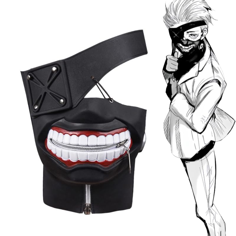 Zhongkaihua Tokyo Ghoul Kaneki Ken Drop Masque en caoutchouc pour Halloween, Noël, cosplay, cadeau de jeu de rôle