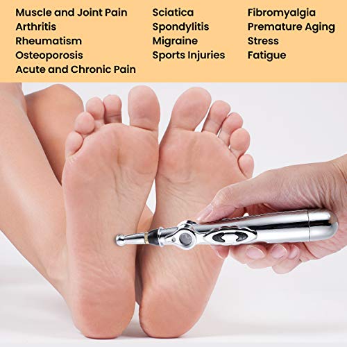 Acupuncture Pen,CAMTOA Electronic Acupuncture Pen,Meridian Acupuncture Pen with 5 Massage Energy Pain Therapy