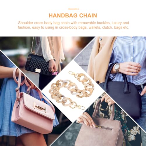 STOBOK Grobgliedrige Acryl Taschenkette als Schulterriemen für Handtaschen, Kurzer Ersatz Henkel & Taschengriff, Retro Resin Chain Strap Zubehör mit Goldenen Schnallen für DIY (40cm)