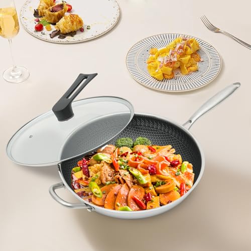 Wok de acero inoxidable 13.4 pulgadas antiadherente miniatura 6