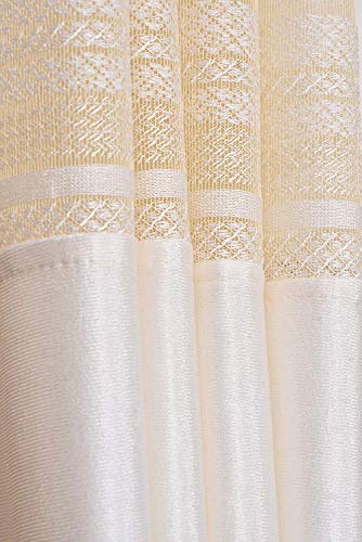Image of Polyester Floral Patch Printed Curtains for Home Decor, Windows, Door, Long Door (Set of 2 Pcs) (Cream 8 Feet)