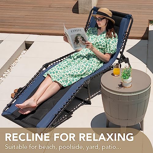 Devoko DDVC-23LS03 4-Fold Padded Portable Folding Outdoor Chaise Lounge Heavy Duty Reclining Chair With Pillow & Side Pocket For Patio thumb #7