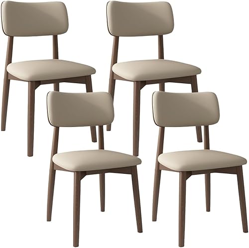 Miniatura 39 de YVYKFZD Solid Wood Dining Chairs, Kitchen Chairs Set with Curved Backrest, Leather Upholstered Dining Room Chair, Armless Living Room Chair, for