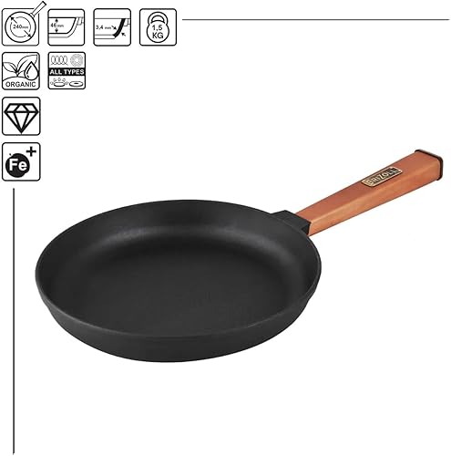 Miniatura 8 de Sartén de cocina de 3.18 cuartos de galón, sartén redonda de hierro fundido de 11 pulgadas con mango de madera extraíble, utensilios de cocina,