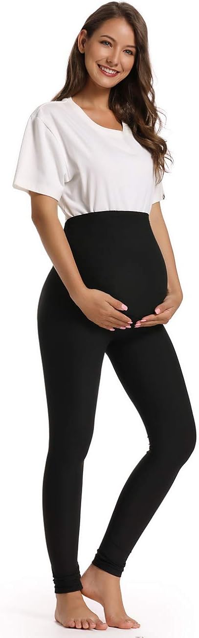 Foucome Women's Maternity Leggings Over The Belly Pregnancy Active Workout Yoga Tights Pants at  Women’s Clothing store