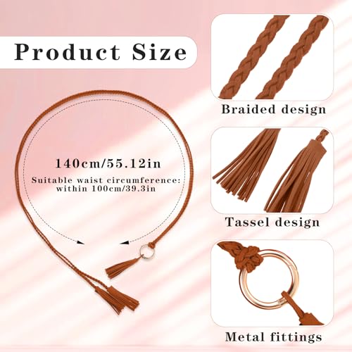 TIESOME geflochtener Taillengürtel Damen, Mode Taille Kette Damenkleid Gürtel Taillengürtel Dünner Fransengürtel Fransenkettengürtel für Kleid Jeans Flechtgürtel Hüftgürtel Dekorativer Kleidgürtel