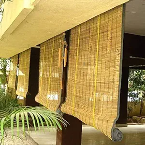 S N Craft Bamboo Chick Blind/Curtain for Outdoor Balcony/Window (Beige, 5 Feet Width X 10 Feet Height)