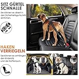 Eyein Hunde Sicherheitsgurt für Auto, Verstellbare Hundegurt fürs Auto mit Elastischer Ruckdämpfung, 3 in 1 reflektierend Hunde Anschnallgurt für alle Hunderassen & Autotypen, 90cm (Schwarz)