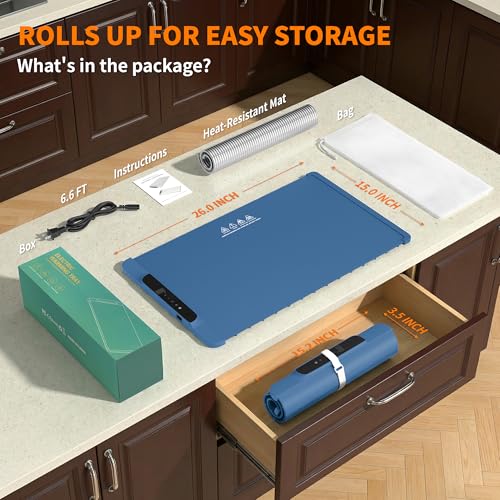HOTEAGLE Food Warming Mat with Heat Resistant Pad for Family Dinner 26"x15" - image 3