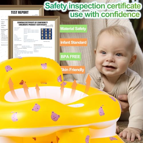 Image of Upgraded Inflatable Baby Seat with Safety Clip to Chair Leg & Front Bumper Anti-Fall Design, Sit Me Up Floor Seat for Baby Chair Sit Me Up, Blow Up Baby Chair for Babies 3-36 Months Built in Air Pump