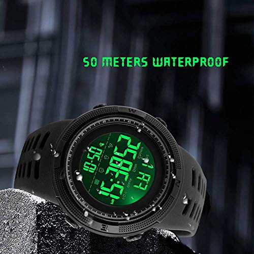 Image of FANMIS Mens Digital LED Sports Watch Military Multifunction 12H /24H Time Dual Time Alarm Countdown Back Light with Simple Design 164FT 50M Water Resistant Calendar Month Date Day Watch