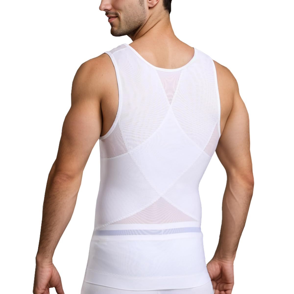 Camiseta Interior Moldeadora para Hombre con Efecto Vientre Plano Faja Reductora Chaleco de compresión algodón Body Shaper para Gym Fitness (FR/ES, Letras, 3XL, Regular, Regular, Blanco)