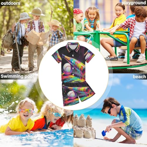 Image of Boccsty Ice Cream Drip Boy Summer Shorts Sets Hawaiian Toddler Boys T-Shirt & Pants 2 Pcs 3T-10T