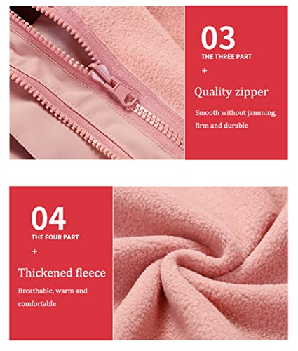 YuanDiann Herren Damen 3-in-1 Wanderjacke, 2-teilig, Outdoor, dick, winddicht, warm, wasserdicht, Fleece-Futter, Mantel, mit Kapuze, Trekking-/Skijacke, Matcha-Grün, Größe 3XL