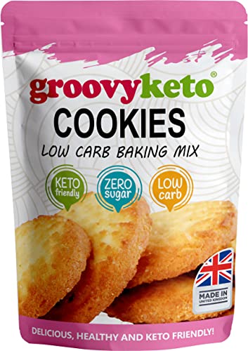 Groovy Keto Sugar Free Cookie Mix | Low Carb | Keto Friendly | Only 1.5g Net Carbs Per cookie | Keto Baking Mix, Diabetic Friendly - 255g Pouch