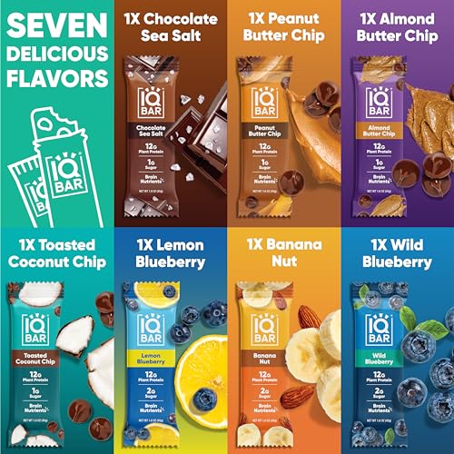 Iqbar Brain And Body Plant Protein Bars - 7 Bar Sampler Pack - Low Carb, High Fiber, Gluten Free, Healthy Vegan Snacks - Low Sugar Keto Energy Bars thumb #1