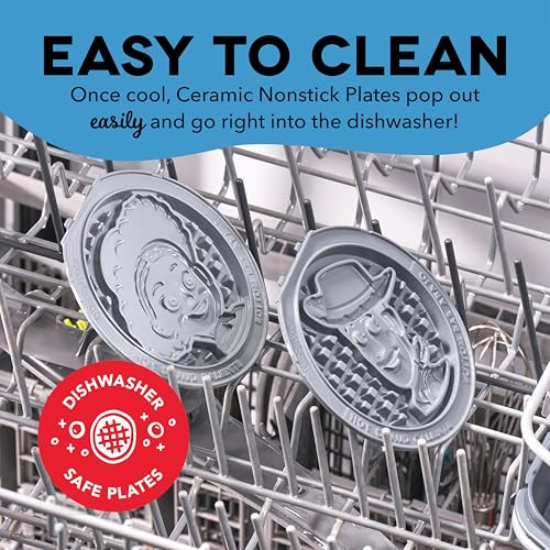 Image of Disney Dash MultiMaker Mini System Removable Plate Set - Ceramic Coating Replacement Plates for Waffle Breakfast - Waffle Maker Not Included - 4-Inch - 2-Pack - Toy Story Woody & Jessie