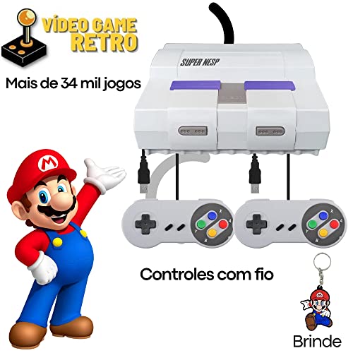 Mini Super Nintendo Retro 34.000 Mil jogos 64GB 2 Controles