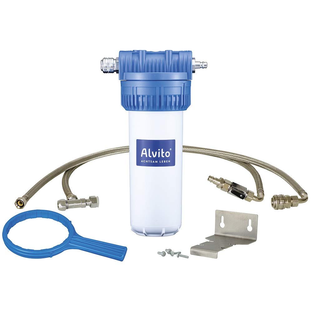 EinbauFilter 2.2 Wasserfilter - Alvito Aktivkohle Untertischsystem | Untersatzgehäuse zur Trinkwasser-Optimierung unter der Spüle, kompatibel mit Carbonit und Alvito Filtereinsätzen