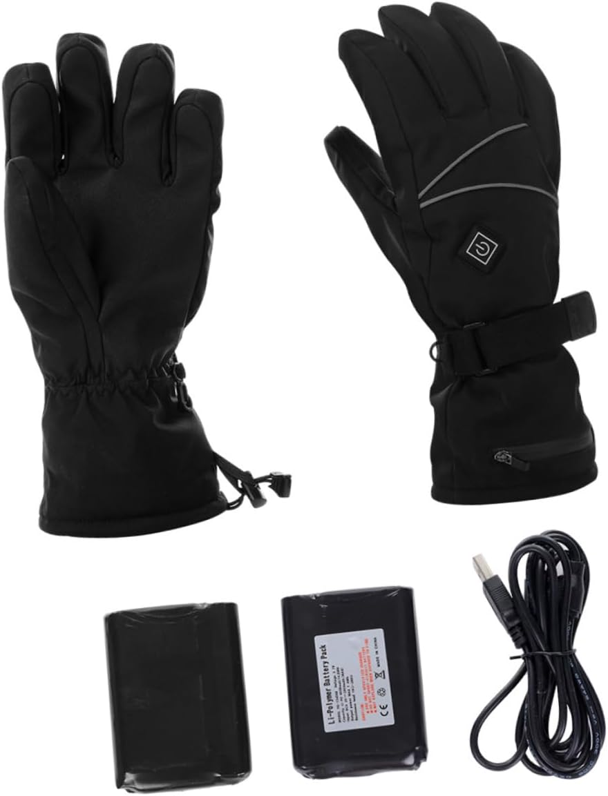KICHOUSE 1Pair Winter Heated Gloves for Outdoor Sports Breathable Electric Heating Gloves with Heating Area for Cycling Skiing Running Cold Weather