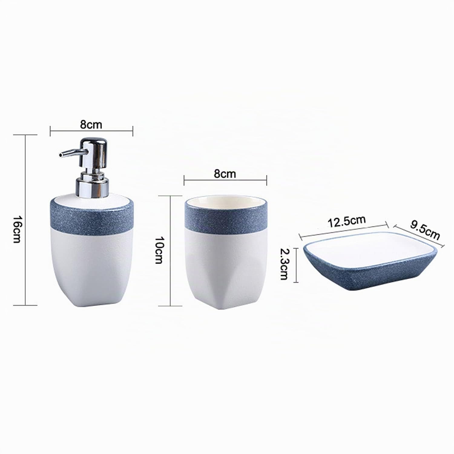 Set di Accessori per Il Bagno da 4 Pezzi Dispenser di Sapone Portaspazzolino Bicchiere Portasapone Completo per la Decorazione della casa dell'hotel Set di Accessori per Il Bagno,Blu