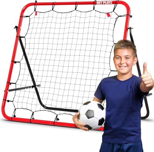 NET Playz Rebotador para fútbol – Red de Rebote para Pared y Equipo de Entrenamiento de Habilidades para niños, Adolescentes de Todas Las Edades – Kick-Back/portátil (100 x 100 cm) (NOS03940)