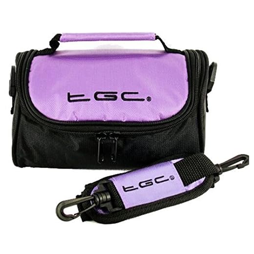 Panasonic Lumix DMC-TZ80, DMC-TZ100, DMC-ZS60, DMC-ZS100 kameraväska väska från TGC ® med axelrem och bärhandtag, Electric Purple & Black