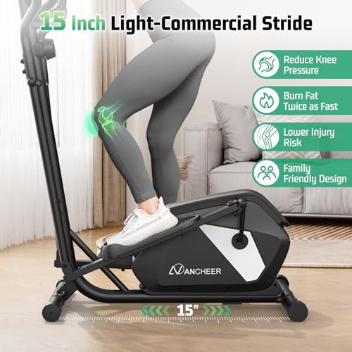Image of ANCHEER Elliptical Exercise Machine, Elliptical Machine for Home with Ultra-Smooth Magnetic Drive, Elliptical Trainer with 14 Levels Resistance & Pulse Sensor, LCD Monitor, Device Holder, 15 inch Stride