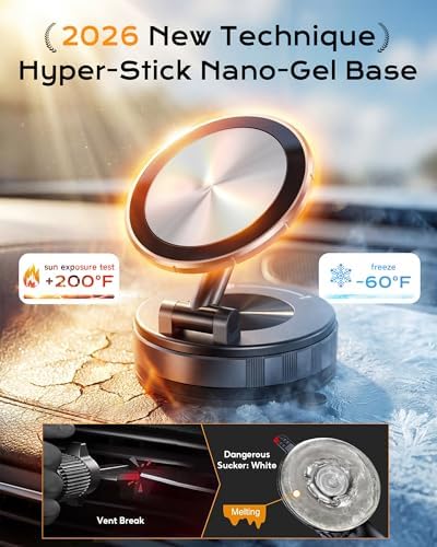Phone Holder Car for Magsafe, Compatible with [Upgraded Hyper Suction & Strongest Magnetic Hold] 360° Adjustable Mount for iPhone 17 16 15 14 Series and Android — view 5