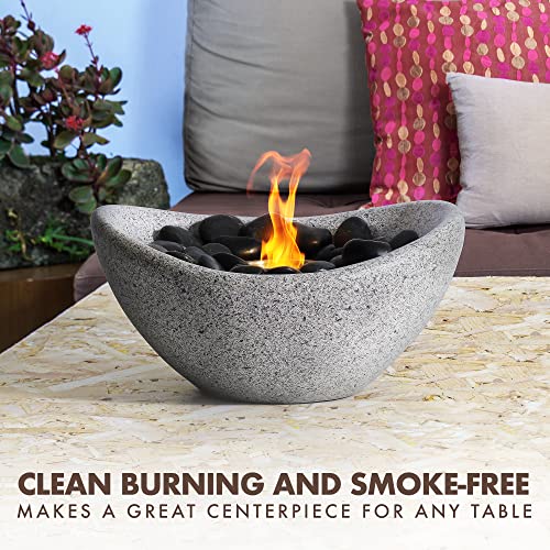 Nordhaus 11'' Table Top Fire Pit Bowl With Extendable Skewers - Personal Fire Bowl Fireplace For Roasting Smores - Large Concrete Personal Tabletop Fire Pit For Patio, Balcony, Indoor And Outdoor Use #TOP3