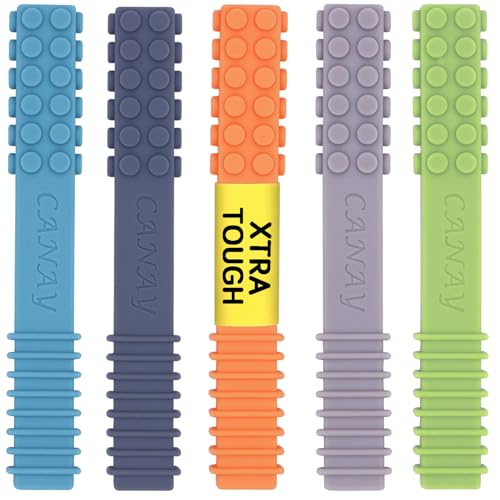 Xtra Tough Sensory Chew Stick Toys (5 Pack) - Designed for ADHD Autism SPD Oral Motor Stimulation Special Needs - Extra Tough Sensory Oral Motor Chew Tool (Toughest - Aggressive Chewer)