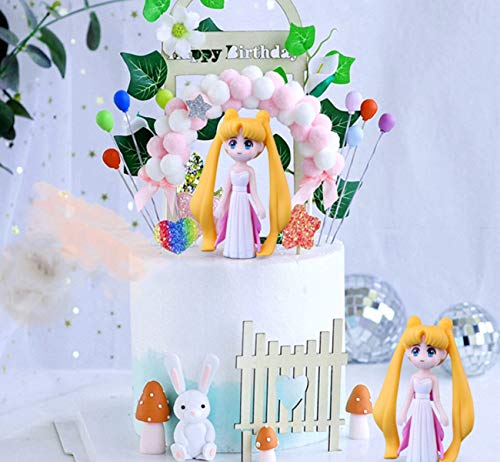 HYSTYLE 6 Pcs Lovely Girl Figurines Toys Mini Figure Collection Playset, Cake Topper Toy Doll Set, Car Doll, Office ornament, Miniature Decorations, Landscape Scenes
