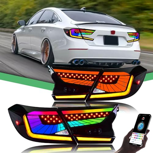 letsdate RGB Tail Lights for Honda Accord 2018-2022 LED Taillights Assembly for Honda Accord 10th Gen Dynamic Animation Plug&Play (RGB 1 Pair)