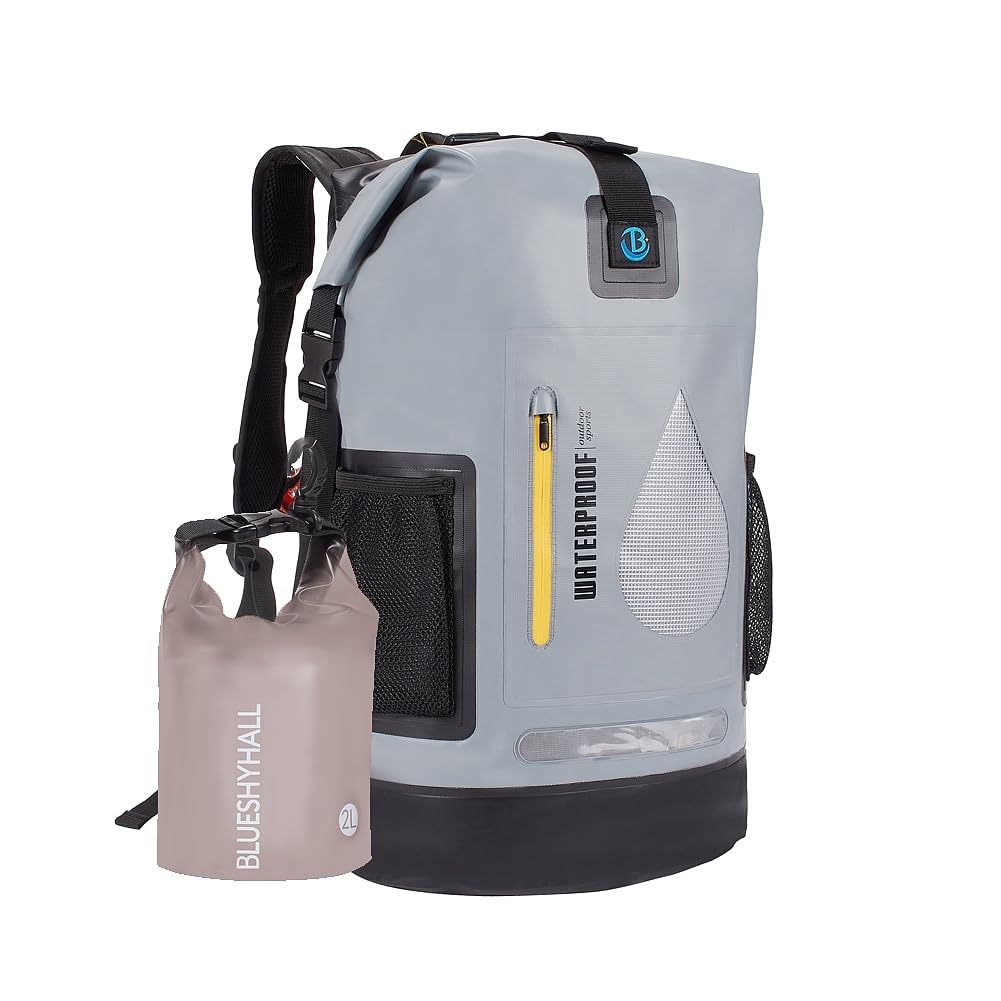 Sac à dos étanche de 30 L pour la natation, la pêche, le surf, le rafting, le bateau, le kayak, le canoë, livré avec un petit sac étanche de 2 L
