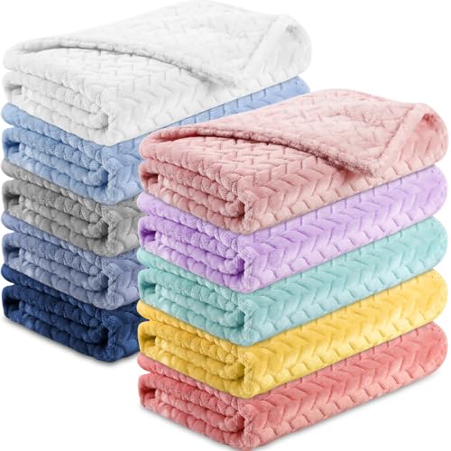 Image of VitalCozy 10 Pcs Baby Blanket 24 x 32 Inches Warm Flannel Fleece Throw Blanket for Newborn Infant Toddler Nursery Receiving Baby Blanket Sherpa Blanket Swaddling Blankets for Crib Stroller Bed Travel