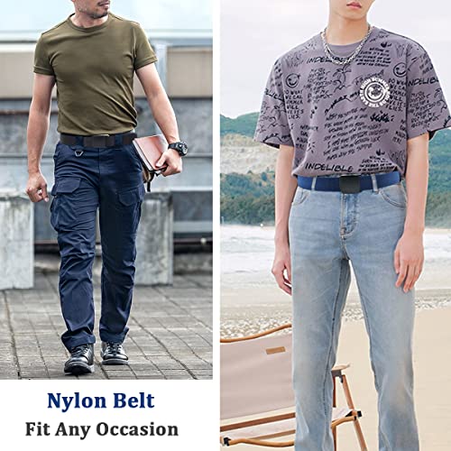 Image of WYuZe 2 Pack Nylon Belt Outdoor Military Web Belt 1.5 inch Men Tactical Webbing Work Belts for Men