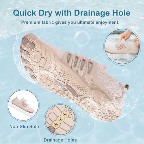 Image of Hike Barefoot Water Shoes for Women Men Footwear, Quick Dry Wide Toe Box Pro Beach Swim Athletic Sports Shoes, Non-Slip Lightweight Aqua Shoe for Pool Hiking Walking Kayaking Diving Surfing
