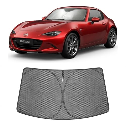 Image of Proadsy Windshield Sun Shade Custom Fit Mazda MX-5 Miata 2016-2026 Ice Crystal Black Front Window Sunshade UV and Heat Blocker Foldable Visor Keeps Car Cooler for Summer Parking and Daily Use
