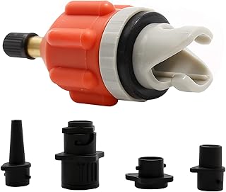 Vkinman SUP Pump Adaptor Inflatable Boat Air Pump Air Valve Adapter Kit Paddleboard Air Nozzle Multifunctional Conversion Head Air Adapter with 4 Air Valve Nozzles