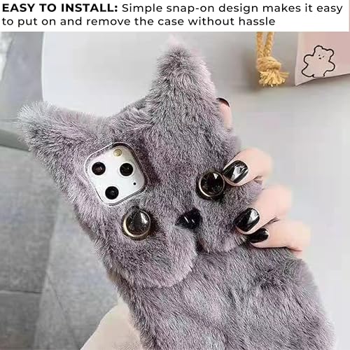 Image of Kraptick iPhone 16 Pro Case - Cute Animal Fur Design Phone Case - Thermoplastic Material Mobile Cover, Durable Protective Phone Cover, Stylish & Lightweight Apple Cover -(Gray)