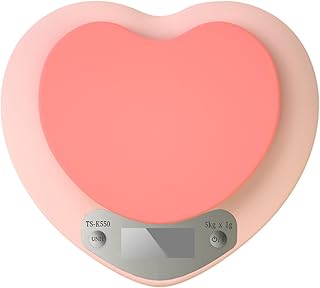 lmoikesz Báscula de gramaje con pantalla LCD rosa en forma de corazón para una fácil lectura. Compacta y compacta. Báscula electrónica para hornear de ABS, 0.1 g/3 kg