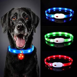 Oladwolf Light Up Dog Collar, LED Dog Collar Lights for the Dark, Ultra Bright USB Rechargeable Cut to Fit Any Size Flashing Dog & Cat Collar Waterproof