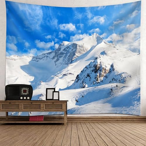 Tapisserie murale paysage montagne enneigée grande taille 220x240cm déco chambre