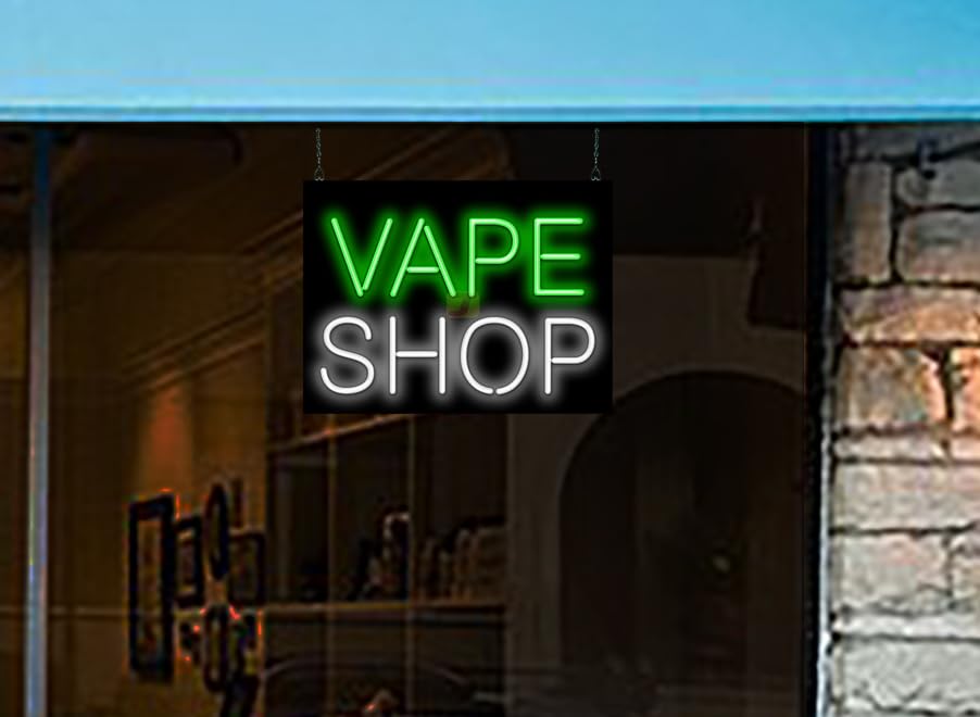 Vape Shop Neon Sign - 24" wide x 18" high - Large Size - Real, Quality Hand  Bent Neon - Bright Green and White Letters - Amazon.com