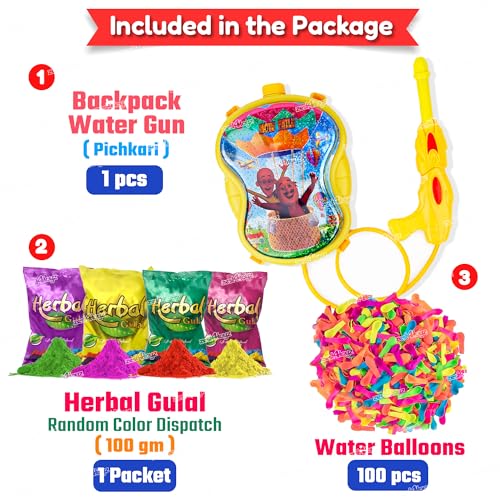 Image of Zest 4 Toyz Holi Pichkari Water Gun for Kids Boy Girl Powerful High 3.4Ltr. Pressure Water Tank Spray with 100 Balloon, Motu PATLU (Crazy Tank)