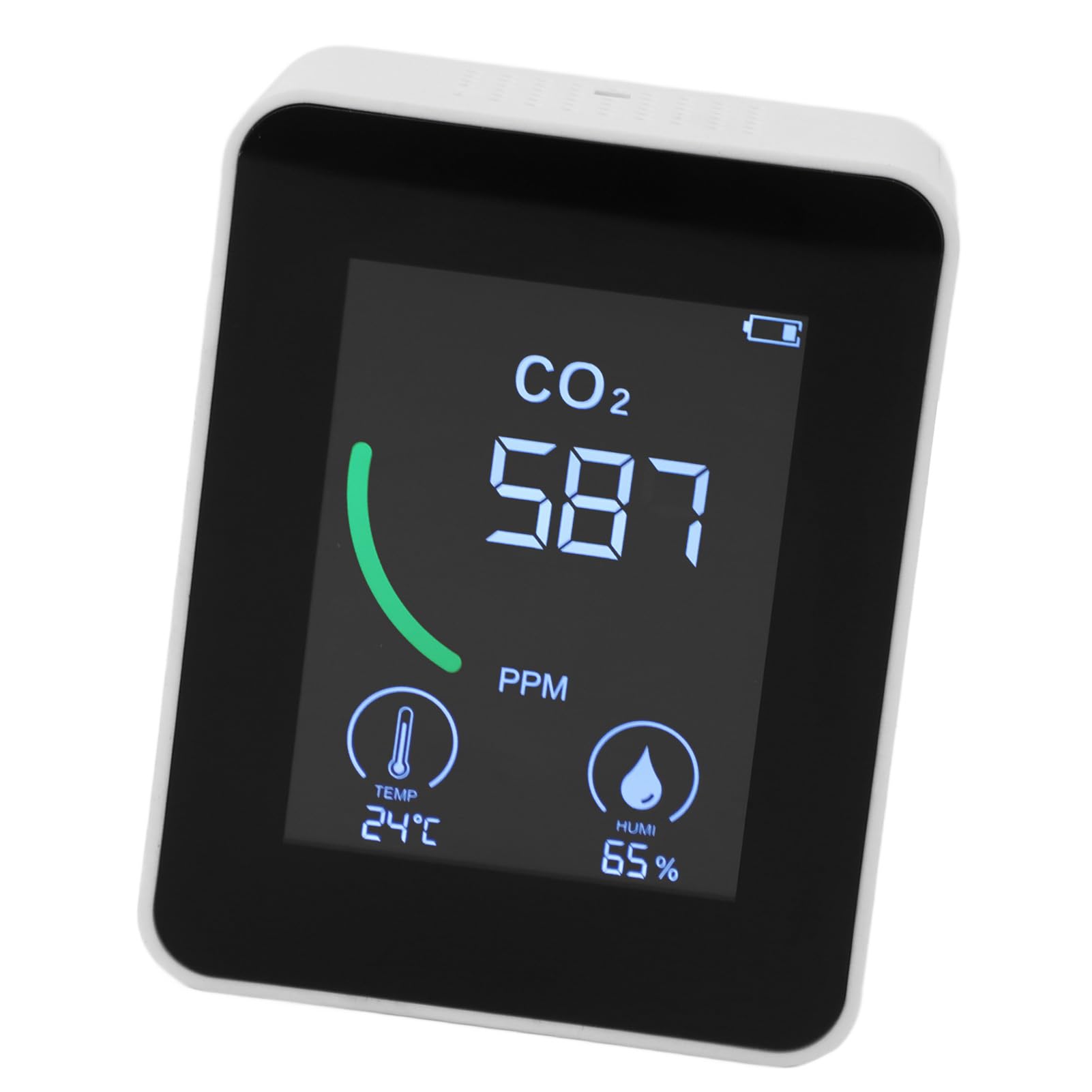 Changor Medidor de Calidad del Aire, Monitor Compacto NDIR CO2, Probador de Temperatura y Humedad para el Hogar, Oficina, Coche, Escuela ABS